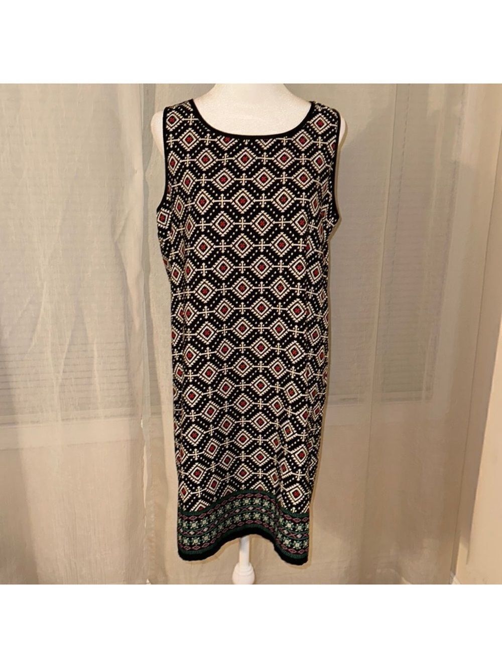 Amber Blue L Black Ivory Multicolored Contrast Sleeveless Light Shift Dress